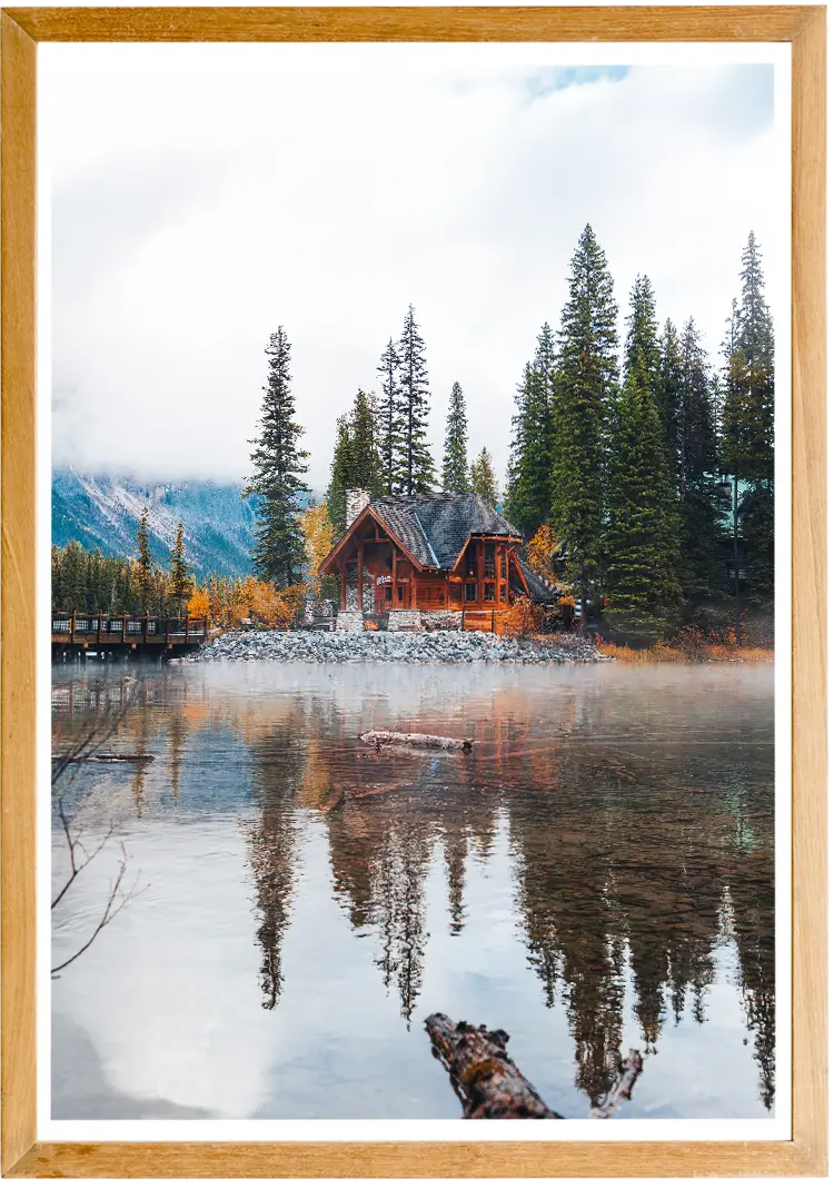 Framed picture of Emerald lake lodge in British Columbia, Canada